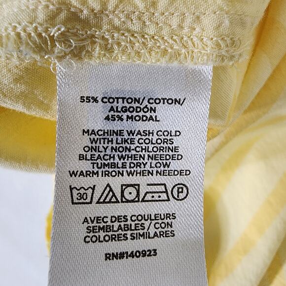 LOFT Womens Striped Tunic Shirt Poplin Oversized Pocket Yellow Button Size XL - Picture 8 of 9